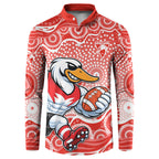 Sydney Swans Button Sweatshirt Aboriginal Dot Pattern - Football Mascot Heritage Pride