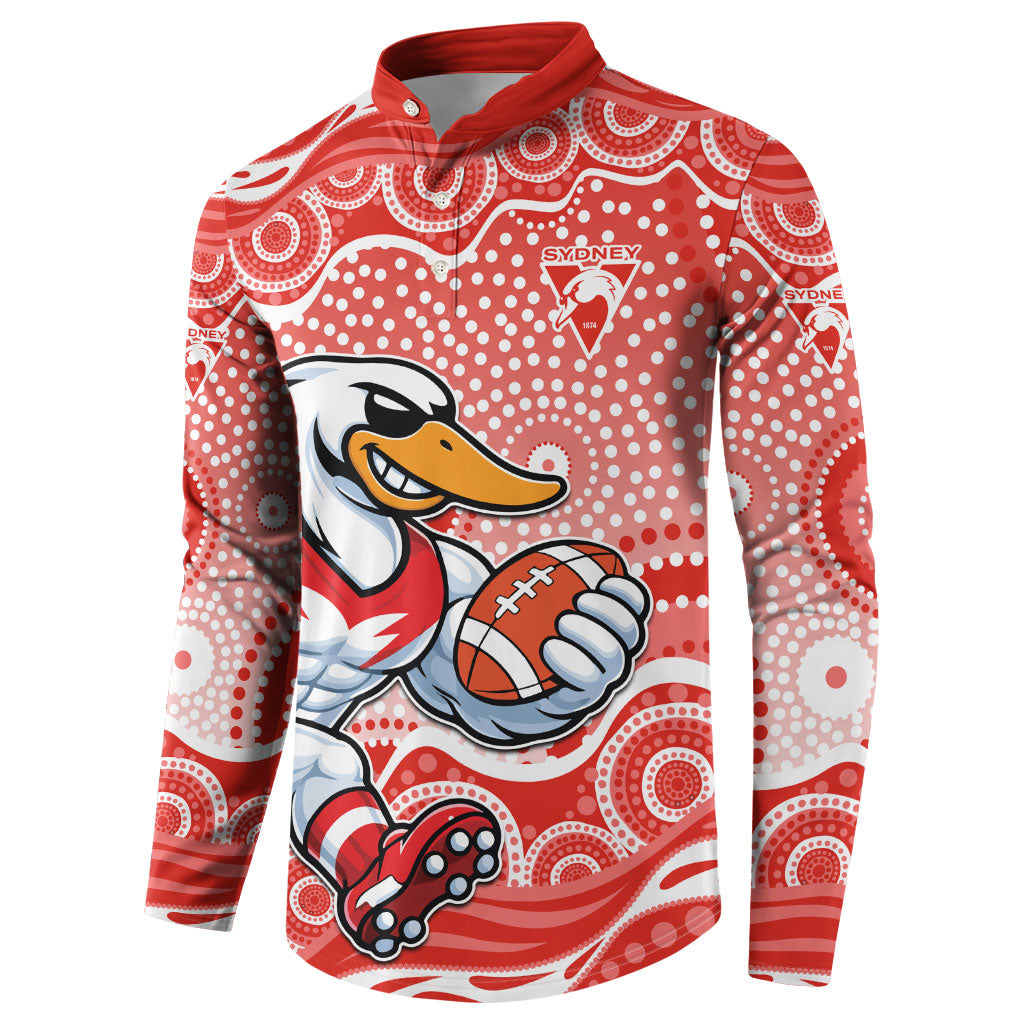 Sydney Swans Button Sweatshirt Aboriginal Dot Pattern - Football Mascot Heritage Pride