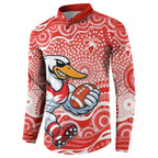 Sydney Swans Button Sweatshirt Aboriginal Dot Pattern - Football Mascot Heritage Pride