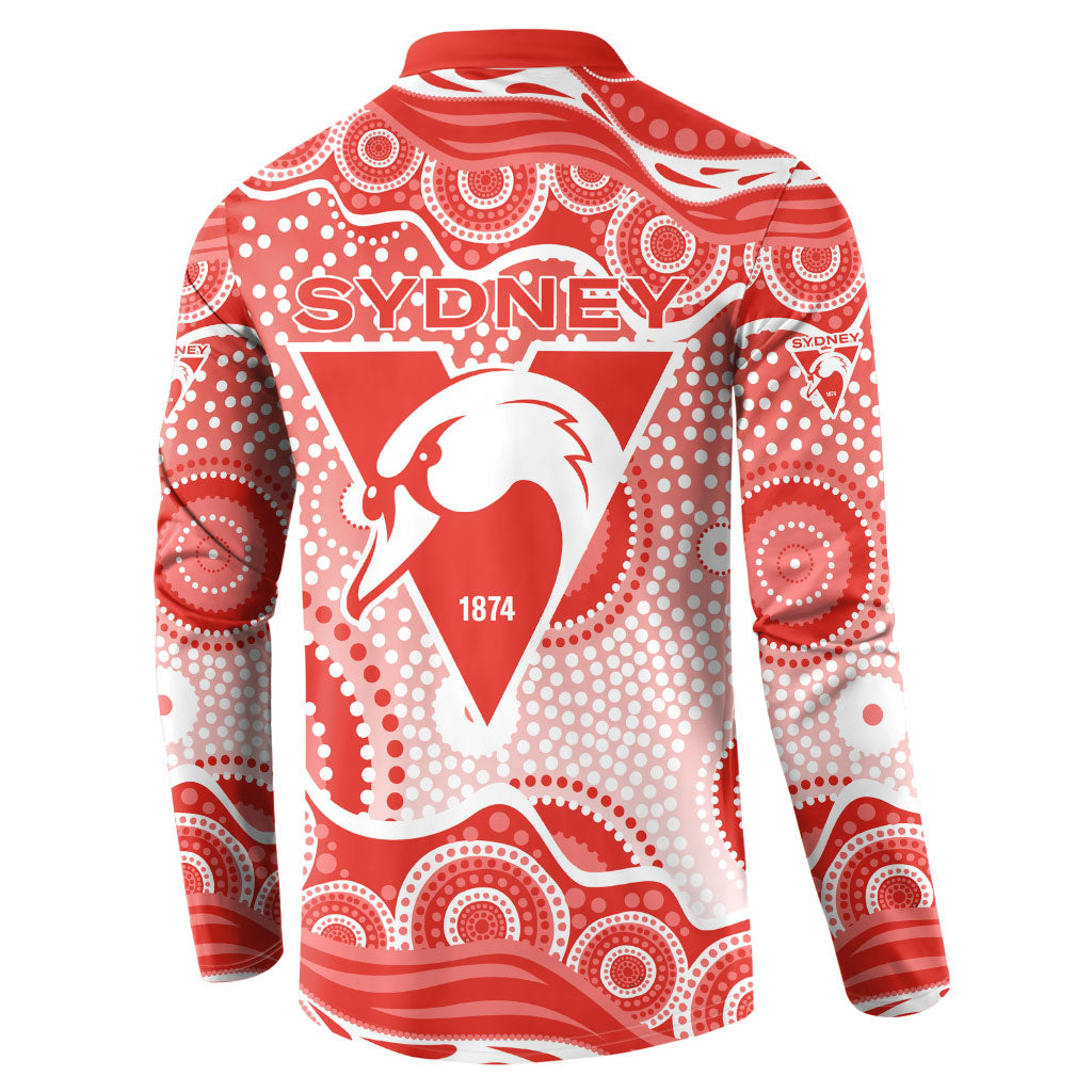 Sydney Swans Button Sweatshirt Aboriginal Dot Pattern - Football Mascot Heritage Pride