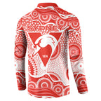 Sydney Swans Button Sweatshirt Aboriginal Dot Pattern - Football Mascot Heritage Pride