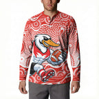 Sydney Swans Button Sweatshirt Aboriginal Dot Pattern - Football Mascot Heritage Pride
