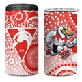Sydney Swans 4 in 1 Can Cooler Tumbler Aboriginal Dot Pattern - Football Mascot Heritage Pride