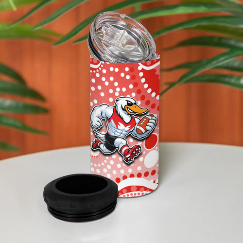 Sydney Swans 4 in 1 Can Cooler Tumbler Aboriginal Dot Pattern - Football Mascot Heritage Pride