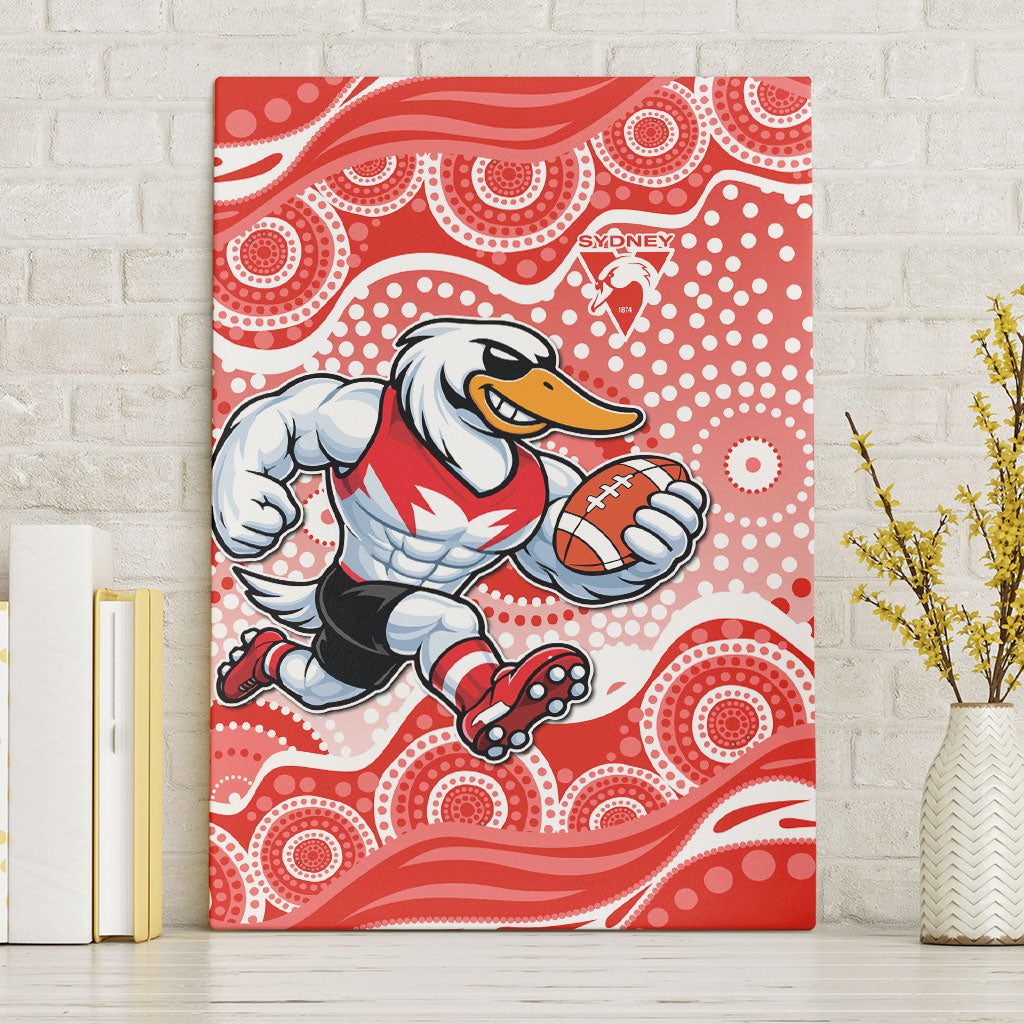 Sydney Swans Canvas Wall Art Aboriginal Dot Pattern - Football Mascot Heritage Pride