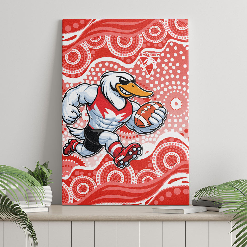Sydney Swans Canvas Wall Art Aboriginal Dot Pattern - Football Mascot Heritage Pride