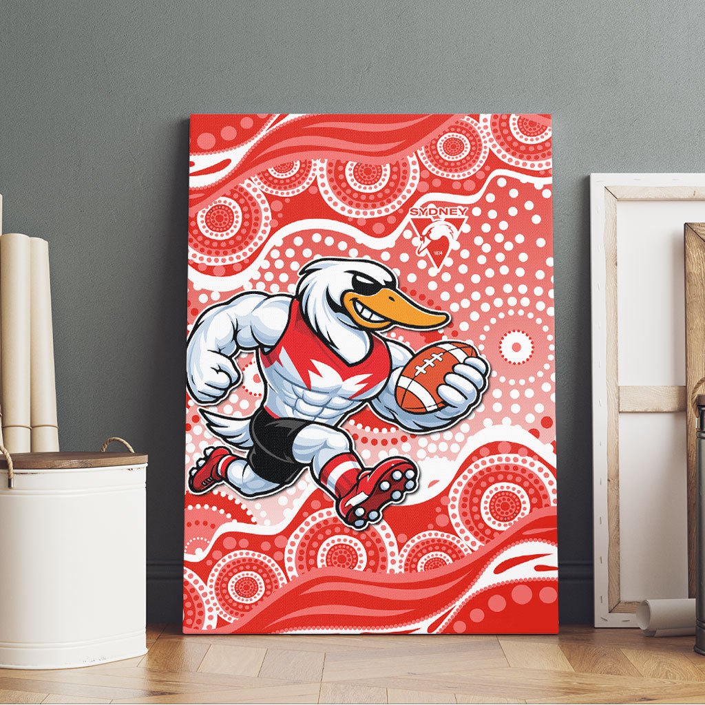 Sydney Swans Canvas Wall Art Aboriginal Dot Pattern - Football Mascot Heritage Pride