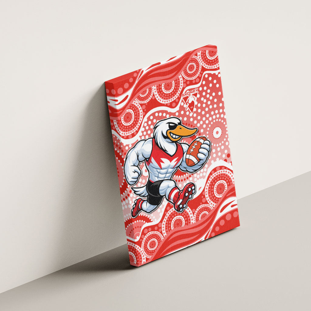 Sydney Swans Canvas Wall Art Aboriginal Dot Pattern - Football Mascot Heritage Pride