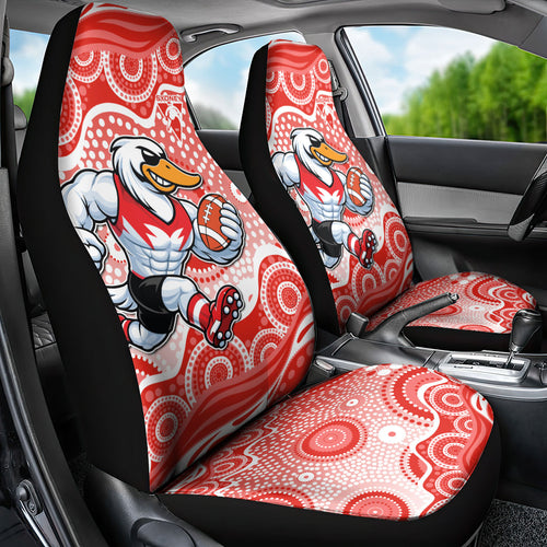 Sydney Swans Car Seat Cover Aboriginal Dot Pattern - Football Mascot Heritage Pride