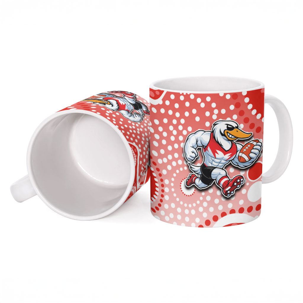 Sydney Swans Ceramic Mug Aboriginal Dot Pattern - Football Mascot Heritage Pride