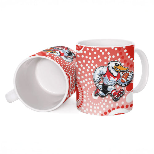 Sydney Swans Ceramic Mug Aboriginal Dot Pattern - Football Mascot Heritage Pride
