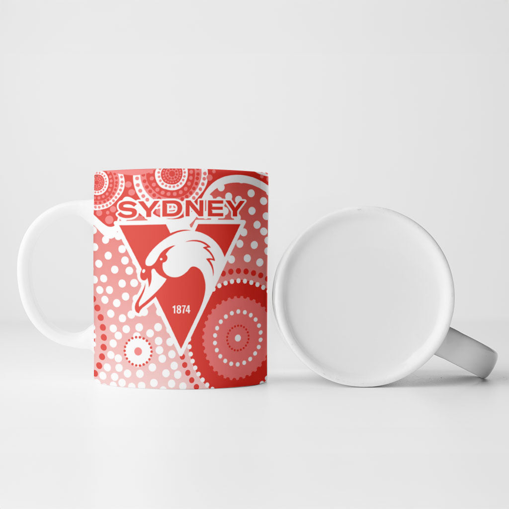 Sydney Swans Ceramic Mug Aboriginal Dot Pattern - Football Mascot Heritage Pride