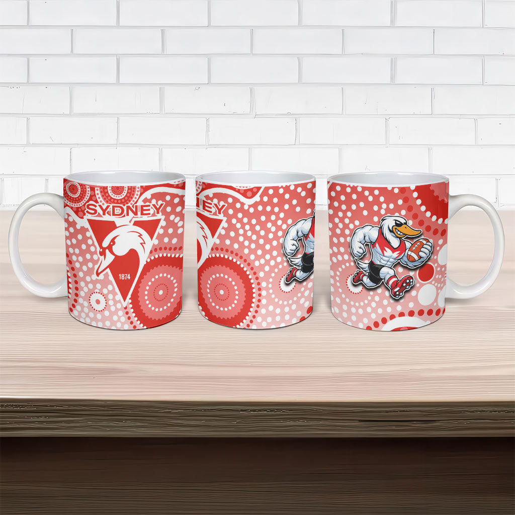 Sydney Swans Ceramic Mug Aboriginal Dot Pattern - Football Mascot Heritage Pride