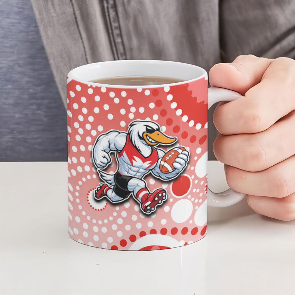 Sydney Swans Ceramic Mug Aboriginal Dot Pattern - Football Mascot Heritage Pride