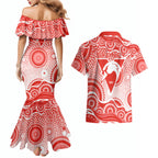 Sydney Swans Couples Matching Mermaid Dress and Hawaiian Shirt Aboriginal Dot Pattern - Football Mascot Heritage Pride