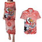 Sydney Swans Couples Matching Puletasi and Hawaiian Shirt Aboriginal Dot Pattern - Football Mascot Heritage Pride