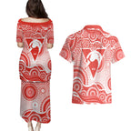 Sydney Swans Couples Matching Puletasi and Hawaiian Shirt Aboriginal Dot Pattern - Football Mascot Heritage Pride