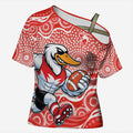 Sydney Swans Cross Shoulder Shirt Aboriginal Dot Pattern - Football Mascot Heritage Pride
