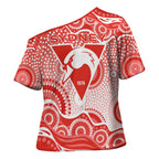 Sydney Swans Cross Shoulder Shirt Aboriginal Dot Pattern - Football Mascot Heritage Pride