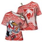 Sydney Swans Cross Shoulder Shirt Aboriginal Dot Pattern - Football Mascot Heritage Pride