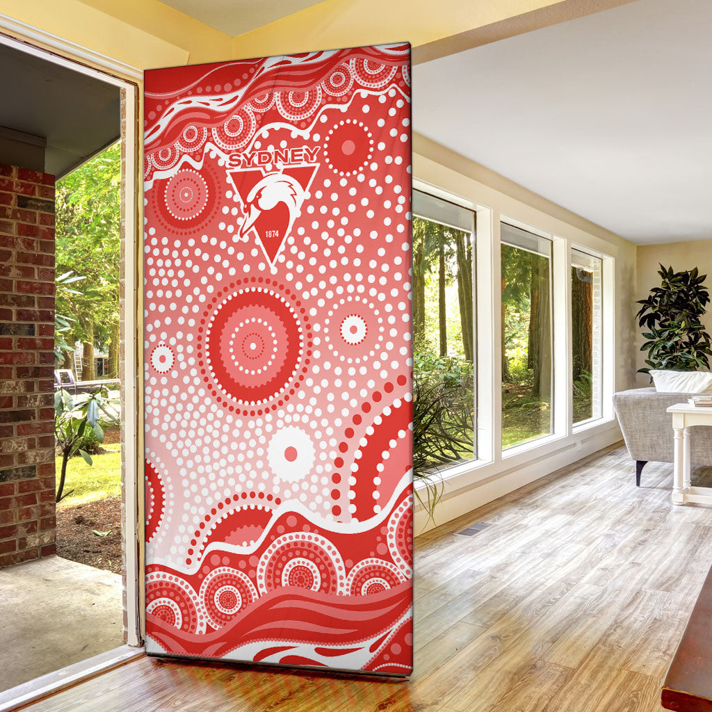 Sydney Swans Door Cover Aboriginal Dot Pattern - Football Mascot Heritage Pride