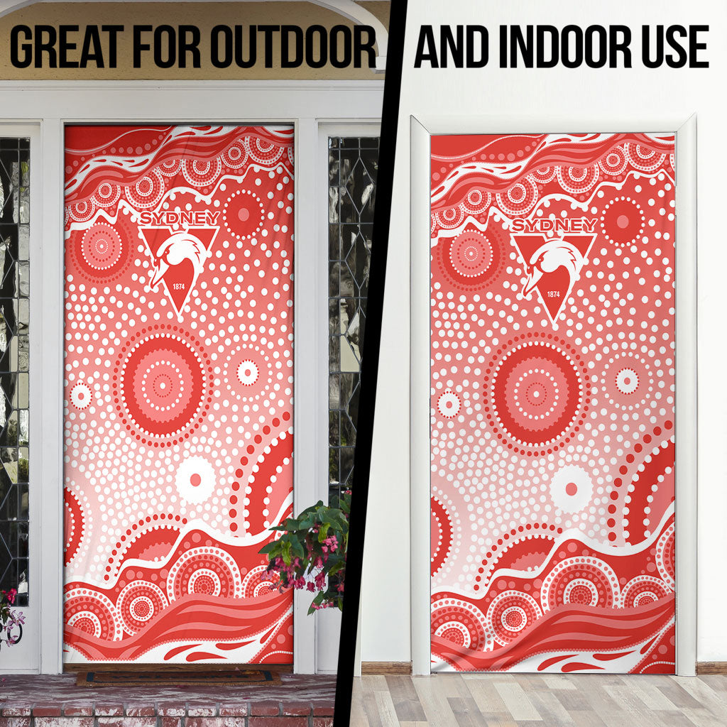 Sydney Swans Door Cover Aboriginal Dot Pattern - Football Mascot Heritage Pride