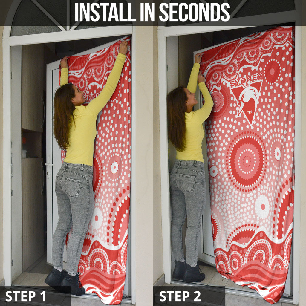 Sydney Swans Door Cover Aboriginal Dot Pattern - Football Mascot Heritage Pride