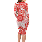 Sydney Swans Family Matching Long Sleeve Bodycon Dress and Hawaiian Shirt Aboriginal Dot Pattern - Football Mascot Heritage Pride