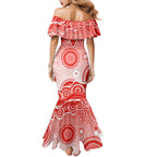 Sydney Swans Family Matching Mermaid Dress and Hawaiian Shirt Aboriginal Dot Pattern - Football Mascot Heritage Pride