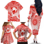 Sydney Swans Family Matching Off The Shoulder Long Sleeve Dress and Hawaiian Shirt Aboriginal Dot Pattern - Football Mascot Heritage Pride