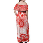 Sydney Swans Family Matching Off Shoulder Maxi Dress and Hawaiian Shirt Aboriginal Dot Pattern - Football Mascot Heritage Pride