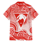 Sydney Swans Family Matching Off Shoulder Short Dress and Hawaiian Shirt Aboriginal Dot Pattern - Football Mascot Heritage Pride