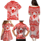 Sydney Swans Family Matching Puletasi and Hawaiian Shirt Aboriginal Dot Pattern - Football Mascot Heritage Pride