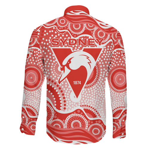 Sydney Swans Family Matching Puletasi and Hawaiian Shirt Aboriginal Dot Pattern - Football Mascot Heritage Pride