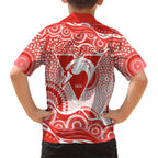 Sydney Swans Family Matching Summer Maxi Dress and Hawaiian Shirt Aboriginal Dot Pattern - Football Mascot Heritage Pride