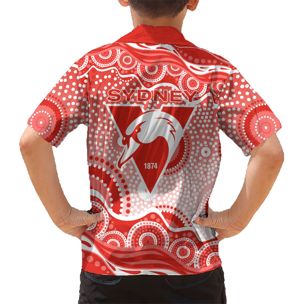 Sydney Swans Family Matching Summer Maxi Dress and Hawaiian Shirt Aboriginal Dot Pattern - Football Mascot Heritage Pride