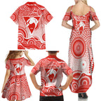 Sydney Swans Family Matching Summer Maxi Dress and Hawaiian Shirt Aboriginal Dot Pattern - Football Mascot Heritage Pride