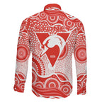 Sydney Swans Family Matching Summer Maxi Dress and Hawaiian Shirt Aboriginal Dot Pattern - Football Mascot Heritage Pride