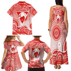 Sydney Swans Family Matching Tank Maxi Dress and Hawaiian Shirt Aboriginal Dot Pattern - Football Mascot Heritage Pride