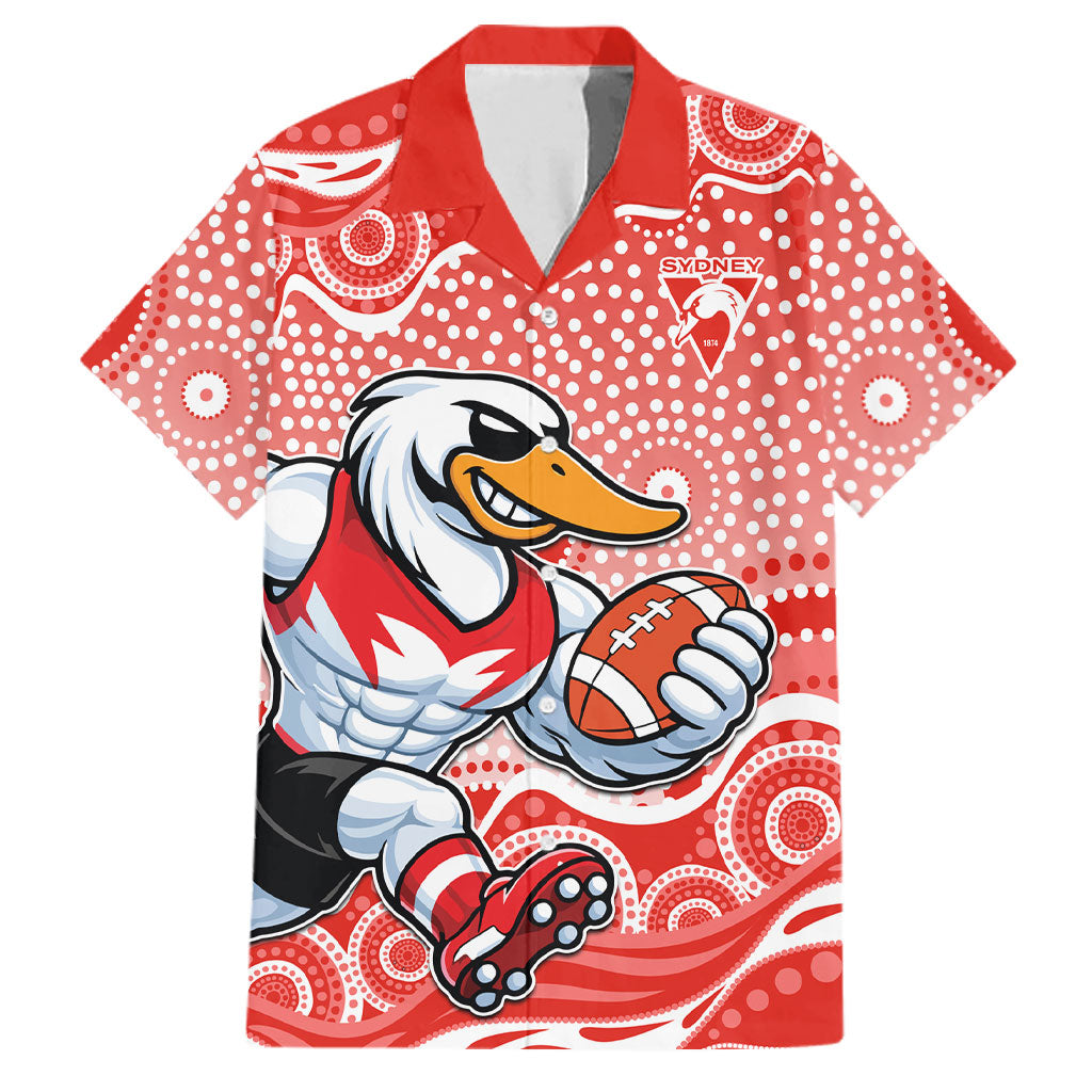 Sydney Swans Family Matching Tank Maxi Dress and Hawaiian Shirt Aboriginal Dot Pattern - Football Mascot Heritage Pride