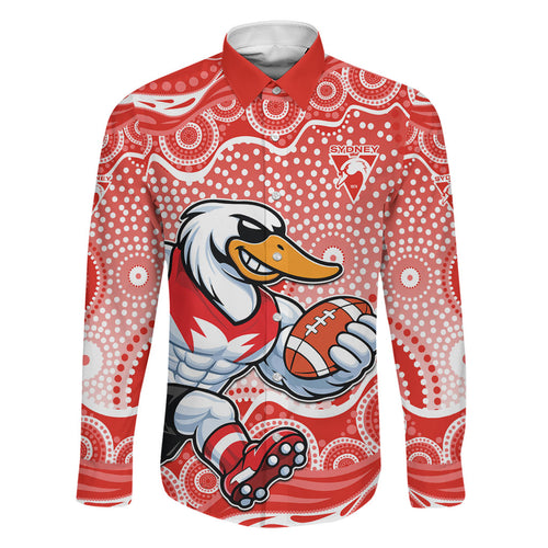 Sydney Swans Family Matching Tank Maxi Dress and Hawaiian Shirt Aboriginal Dot Pattern - Football Mascot Heritage Pride