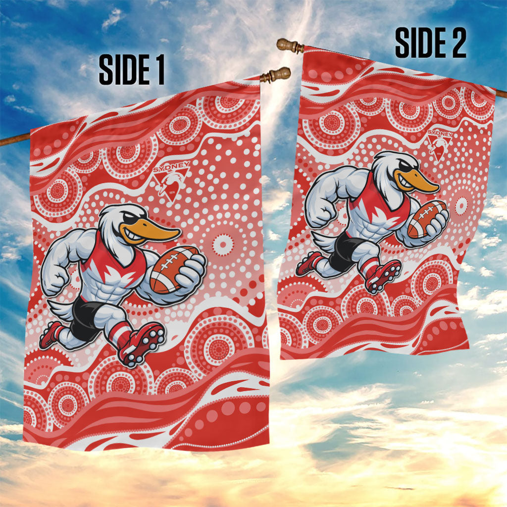 Sydney Swans Garden Flag Aboriginal Dot Pattern - Football Mascot Heritage Pride