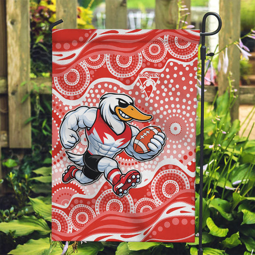 Sydney Swans Garden Flag Aboriginal Dot Pattern - Football Mascot Heritage Pride