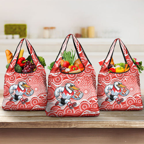 Sydney Swans Grocery Bag Aboriginal Dot Pattern - Football Mascot Heritage Pride