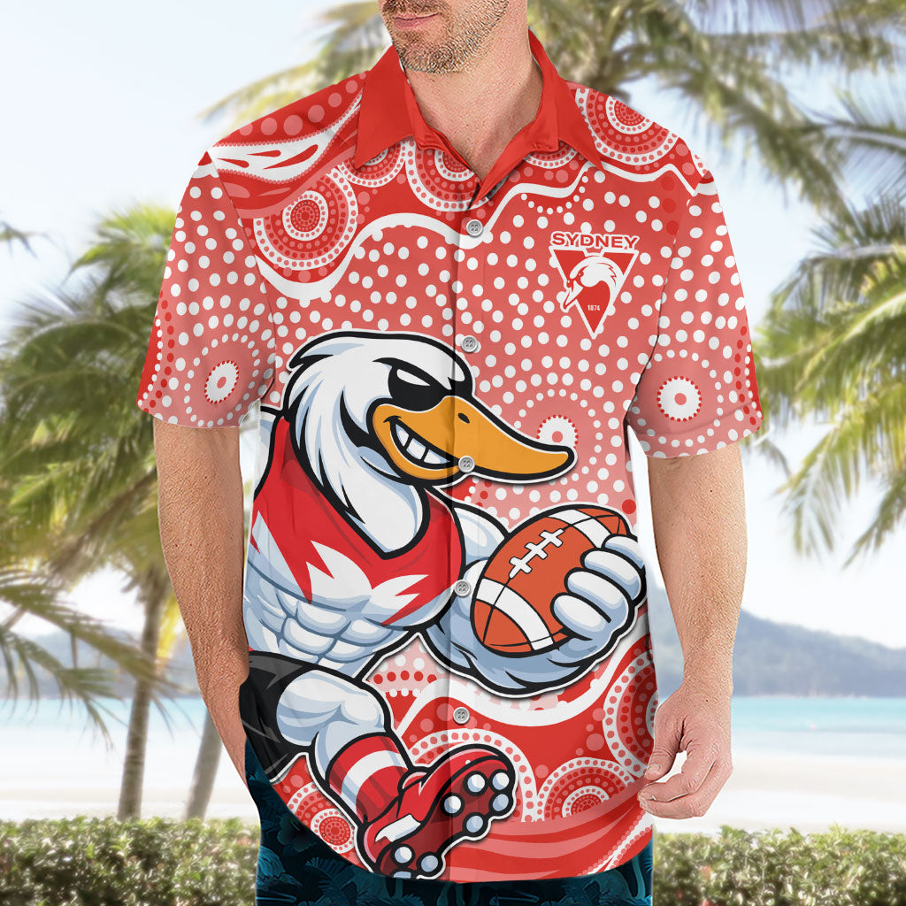 Sydney Swans Hawaiian Shirt Aboriginal Dot Pattern - Football Mascot Heritage Pride