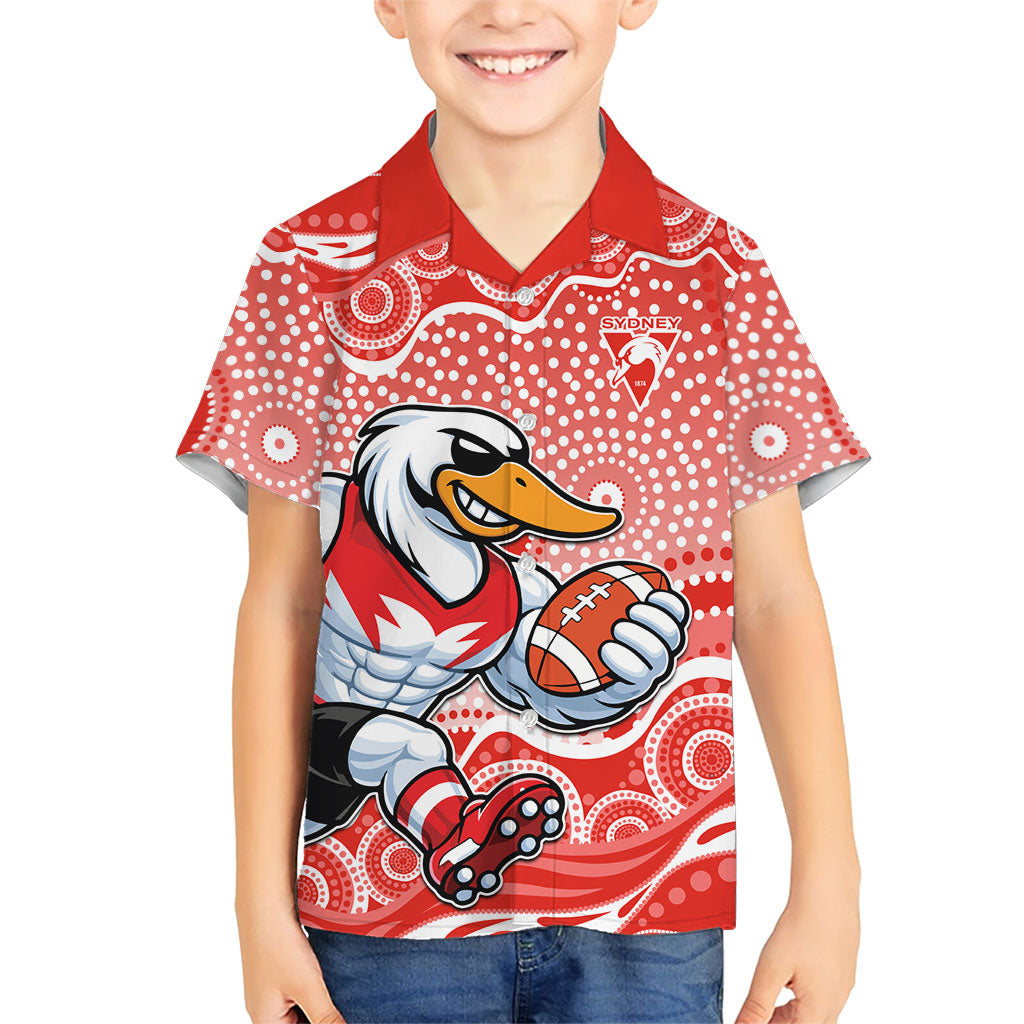 Sydney Swans Hawaiian Shirt Aboriginal Dot Pattern - Football Mascot Heritage Pride