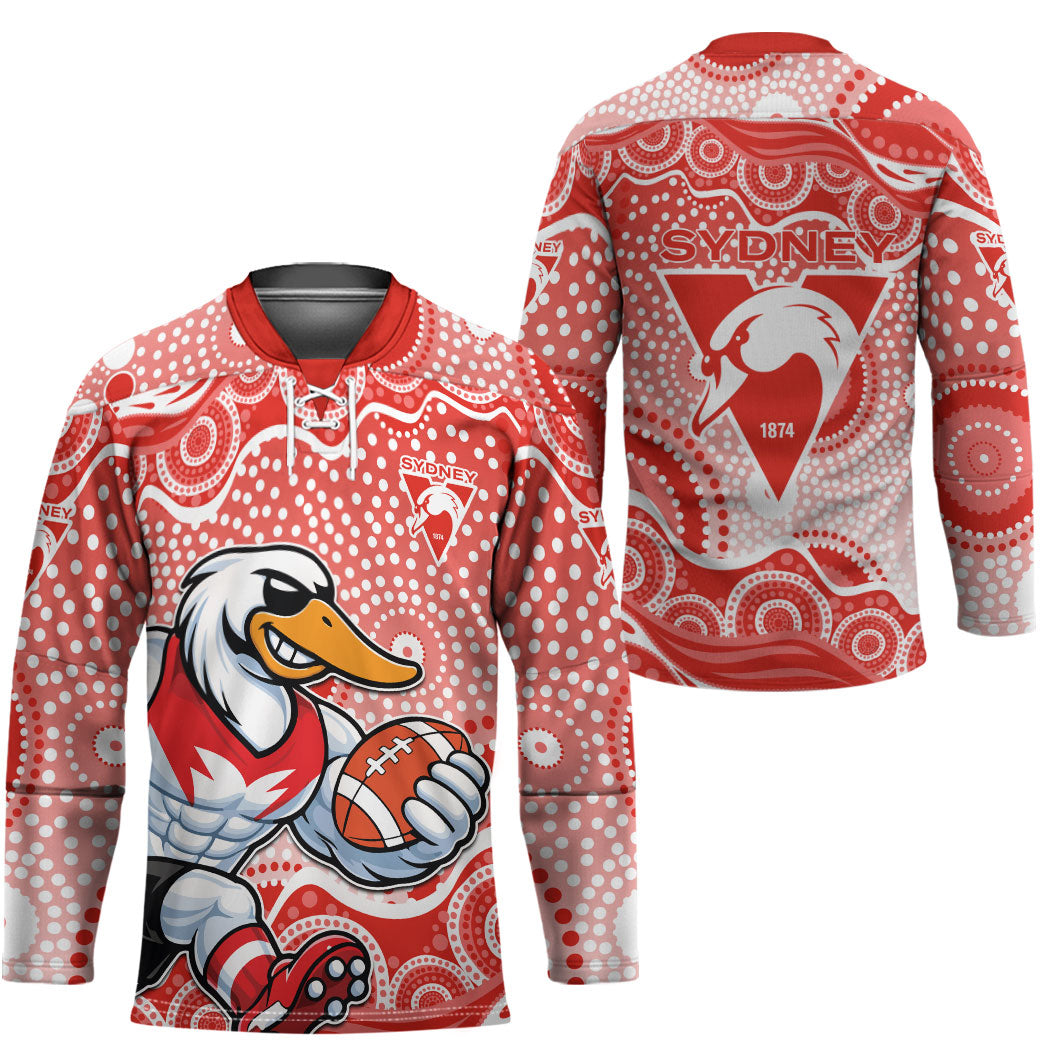 Sydney Swans Hockey Jersey Aboriginal Dot Pattern - Football Mascot Heritage Pride