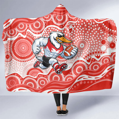 Sydney Swans Hooded Blanket Aboriginal Dot Pattern - Football Mascot Heritage Pride