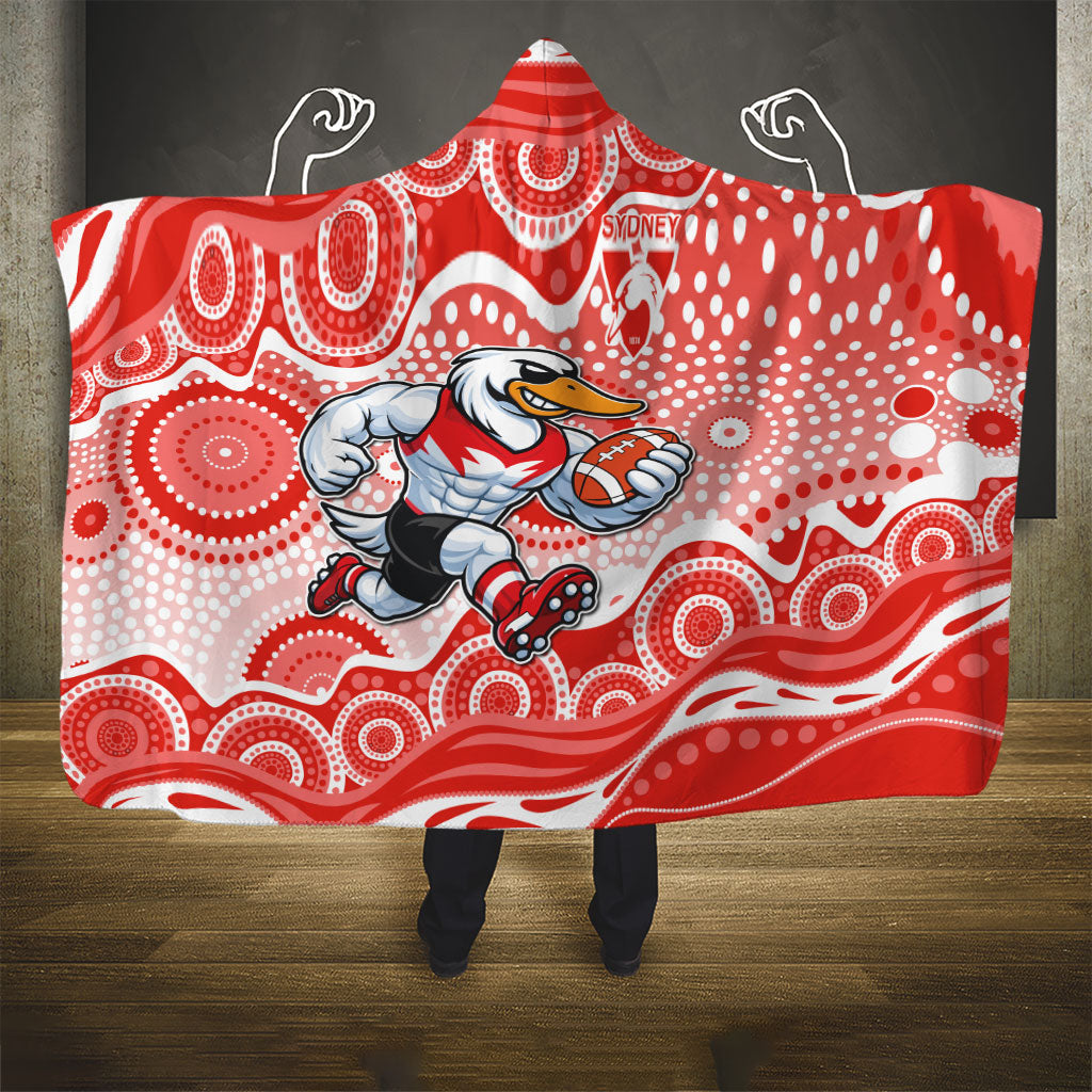 Sydney Swans Hooded Blanket Aboriginal Dot Pattern - Football Mascot Heritage Pride