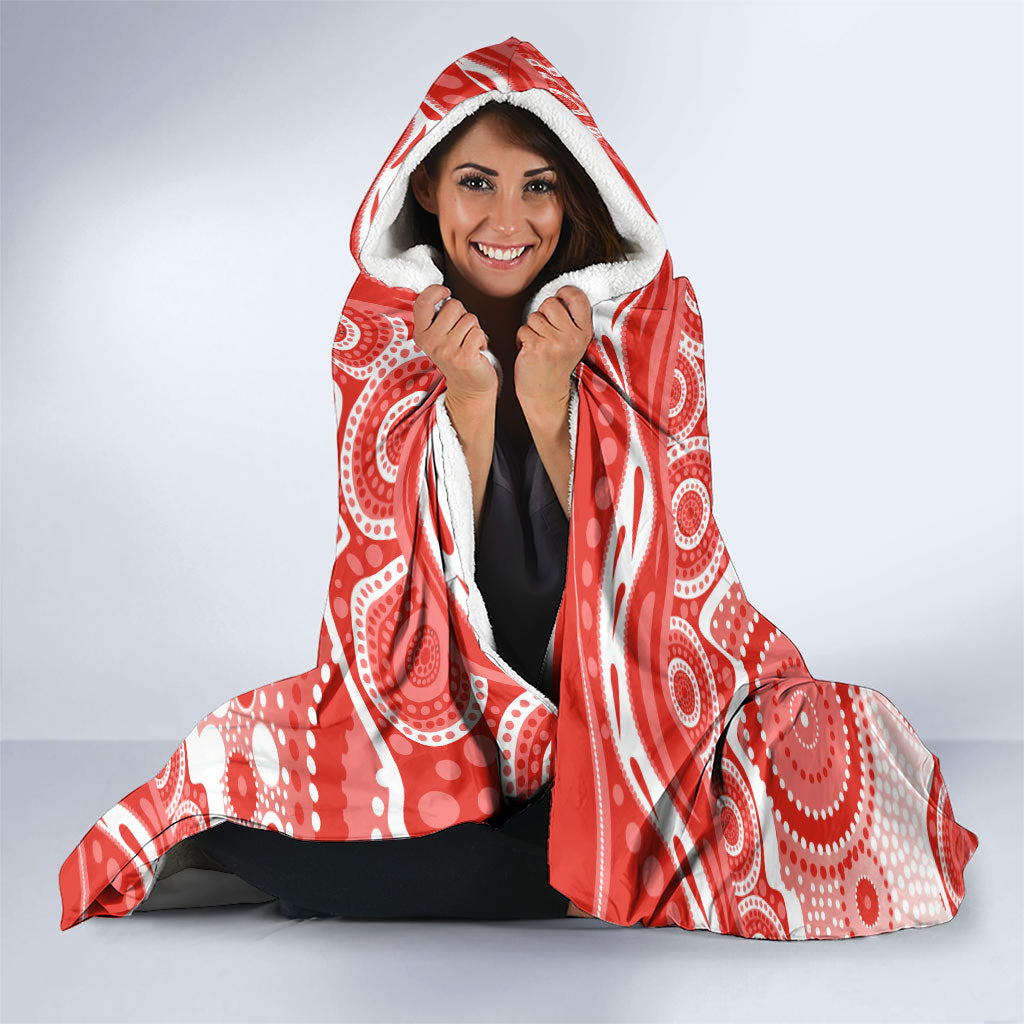 Sydney Swans Hooded Blanket Aboriginal Dot Pattern - Football Mascot Heritage Pride